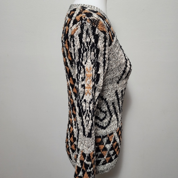 H & M Cognac marled aztec sweater size xs - Picture 2 of 6
